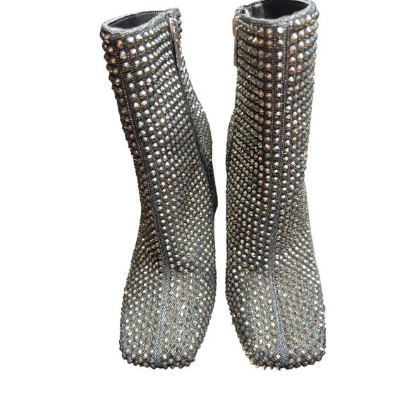 Jessica Simpson Luvrey Rhinestone Bootie Size 9 M Pewter Metallic square Toe - Picture 8 of 15